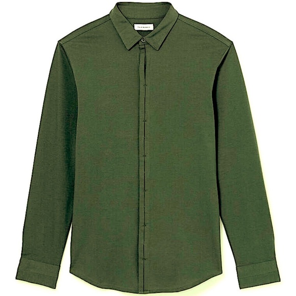Hidden Placket Knit Shirt - Brand New - NEVER WORN - Green - Picture 5 of 5